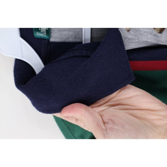 Vtg 90s Streetwear Mens Large Faded Striped Color Block Long Sleeve Rugby Polo - Picture 9 of 14